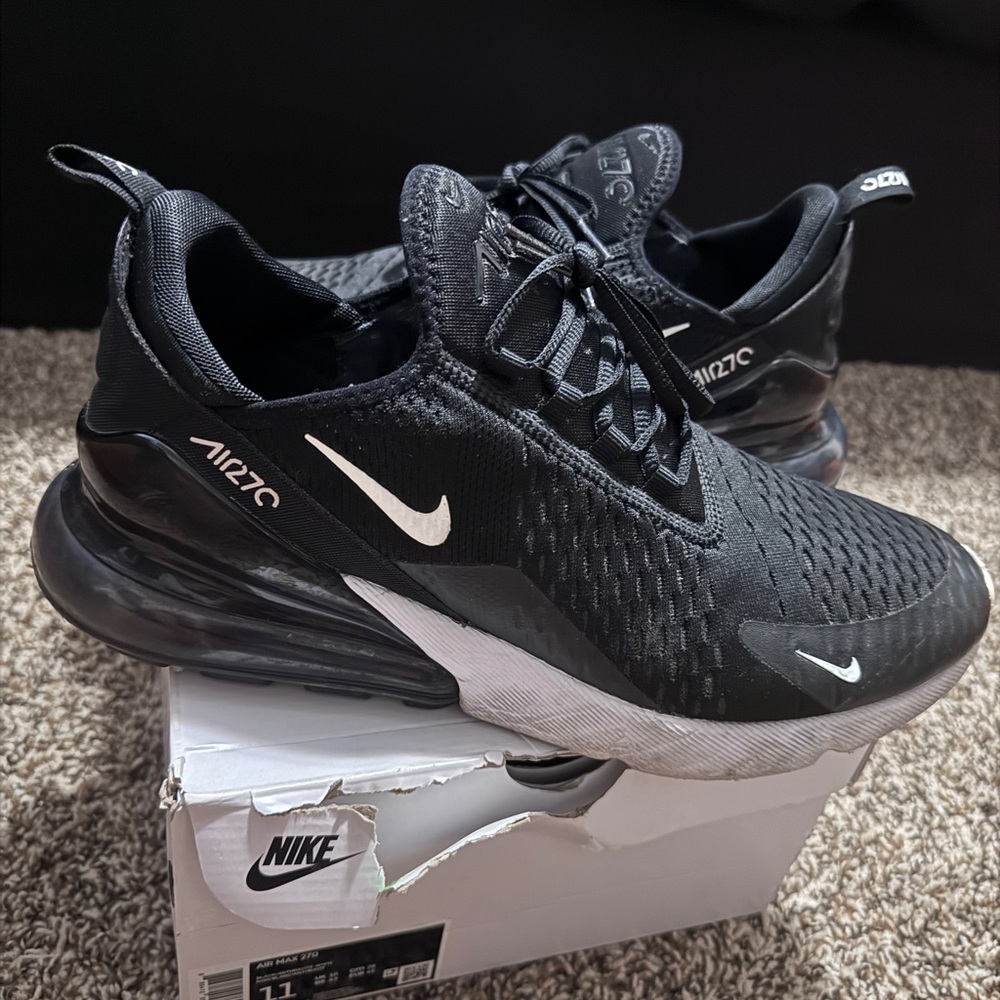 Nike Air Max 270 Triple Black with White Accents